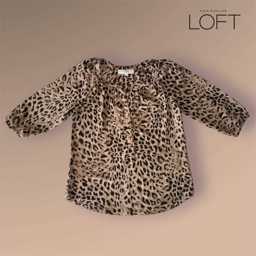 🛍️SALE🛍️ Ann Taylor LOFT Leopard Print Blouse - Picture 2 of 5